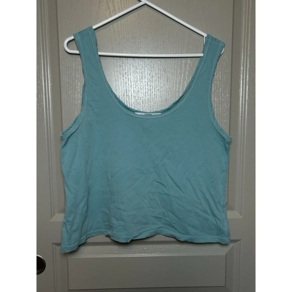 Tularosa Green Nora Tank‎ Top Aqua Splash Large Organic Cotton Casual Boho Beach